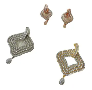 Haute qualité américain diamant cristal Zircon pendentif boucles d'oreilles collier ensembles de bijoux pour les femmes