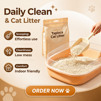 Litière pour chat en manioc à forte marge, vente en gros en vrac, faible MOQ, fournitures pour animaux de compagnie sous marque privée, OEM