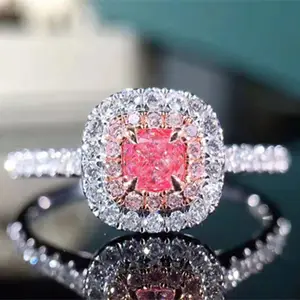 Cincin Emas 18K Wanita, Perhiasan Batu Permata Pertunangan Pernikahan Pengantin Desain Modis