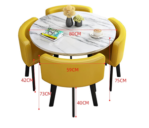 Juego de <span class=keywords><strong>Mesa</strong></span> y <span class=keywords><strong>Sillas</strong></span> de Mármol para Restaurante y Cocina de Lujo, Fabricación China, Dorado, Moderno, <span class=keywords><strong>Circular</strong></span>, Ahorra Espacio, para 4 Personas - Product Image 5