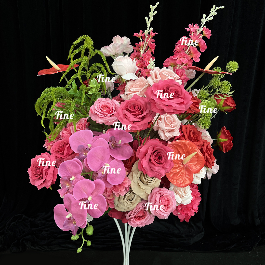 Fine Flower Ball Burgundy Large Pink Orchid and Roses Artificial Flower Ball for Wedding Event Decor