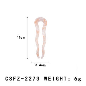 Accesorios personalizados para el cabello de mujer, horquilla de acetato de doble cabeza de 11cm con borde ondulado bonito, horquilla de pelo respetuosa con el medio ambiente - Product Image 2