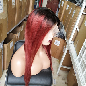 Perruque en cheveux humains lisses 100% vierges brésiliens, couleur T1B/99J, avec partie en dentelle <span class=keywords><strong>13X4X1</strong></span>, pour femmes, vente en gros - Product Image 3
