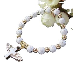 Perle religieux catholique, ailes d'angle, croix, Bracelets, chapelet, centre de table, Saint cœur de marie, mercedes, jésus, icônes, bijoux, 2023 - Product Image 1