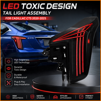 Pour Cadillac CT5 2020-2025, feux arrière à LED fumés noirs avec clignotants séquentiels, animation de démarrage dynamique, style toile de toile de serpents