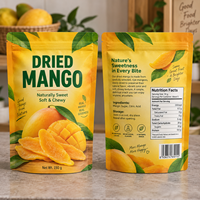Sachet d'emballage personnalisé pour mangues séchées, qualité alimentaire, refermable, avec fermeture éclair, anti-humidité, pour fruits et snacks, OEM