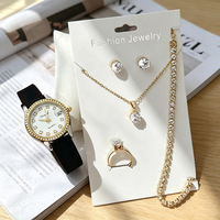 Ensemble de montres pour femmes, coffret cadeau tendance, montre-bracelet à quartz, cadran rond de 30 mm, calendrier, strass, bijoux, vente en gros