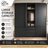 Armoire sur mesure avec portes battantes et rangement par tiroirs pour chambre, appartement, villa, hôtel, projet OEM ODM