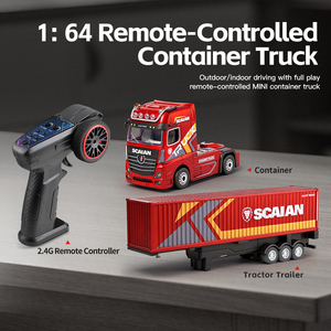 รถบังคับวิทยุ Wltoys SJY-6408 รุ่นใหม่ ขนาด 1:64 รถบรรทุกคอนเทนเนอร์ขนาดเล็ก 4WD ตัวถังโลหะ พร้อมรถพ่วง สำหรับดริฟท์ แข่งรถ ของเล่นจำลองแบบเต็มสัดส่วน ของขวัญ - Product Image 2