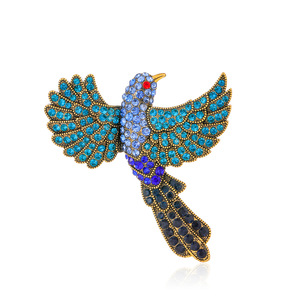 DRAL1101 Broche de pássaro retrô com diamante incrustado Broche de águia Broche de beija-flor estilo animal exagerado europeu e americano - Product Image 6