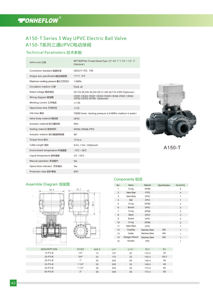 A150-T15-P3-B tonheflow วาล์วไฟฟ้า3ทาง L Port 1/2 "DN15 upvc CR202 DC12-24v วาล์วมอเตอร์0.5เมตร - Product Image 3