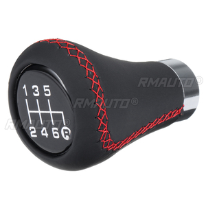 Universal 6 Speed Car Gear <b>Shift</b> <b>Knob</b> Manual Shifter Lever Stick Red Black Stitche PU Leather - Product Image 4