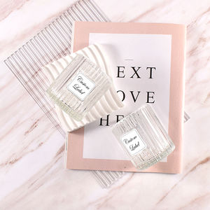 Nouveau produit 8oz 230ml délicat rayé carré étiquette espace résistant à la chaleur bougie pot pour la maison hôtel - Product Image 5