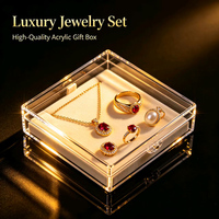 Boîte de rangement pour bijoux en acrylique carrée, épaisse, durable, polie, de haute qualité, anti-poussière et transparente, boîte cadeau en acrylique