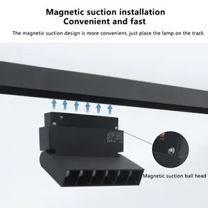 Sistem pencahayaan Magnet jalur pintar komersial lampu sorot Linear rel tersembunyi permukaan DC 48V lampu sorot magnetik Cob langit-langit