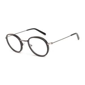 Handmade Metal Wood Eyeglasses Eco-friendly Eyewear Custom Logo Carbon Fiber Wood Optical Frame