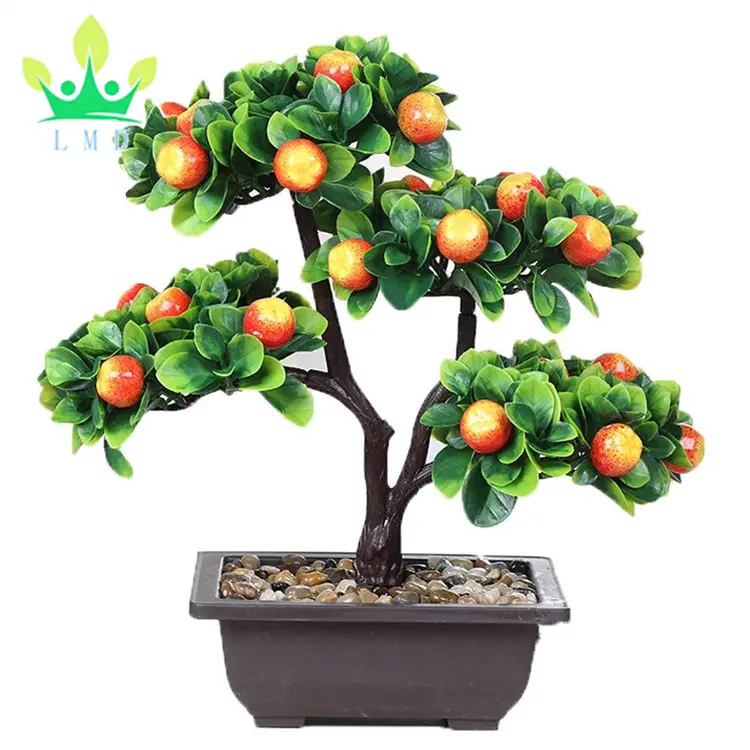 Plantes en Pot artificielles, 1 pièce, arbre à fruits, bonsaï avec Pot, scène de jardin à domicile, fête de mariage, accessoire décoratif pour le bureau