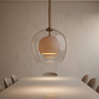 Lustre moderne personnalisé de luxe en laiton et verre transparent pour la décoration du salon, de l'escalier et de la salle à manger