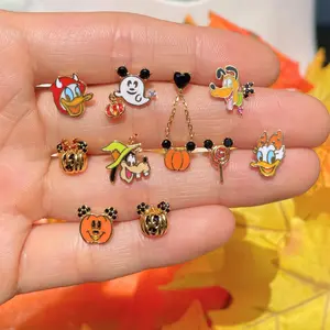 Fashion Cartoon Ghost Earrings Set For Women Girls 2024 New Hot Selling Micro Set Zircon Pumpkin Earrings Set Wholesale