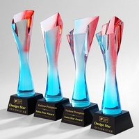 Trophée en cristal à dégradé de couleurs, colonne torsadée créative, récompense pour employé de l'année, compétition de badminton, souvenir de retraite