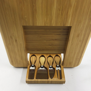 Bamboo <b>Cheese</b> Board <b>Set</b> With Drawer <b>Knife</b> Storage Cutting Chopping Board For Food Prep Durable Hand Wash Only - Product Image 4
