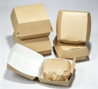 Boîte à hamburger jetable sans pliage, style bateau, résistante à l'huile, épaissie, emballage à emporter pour burger, papier kraft enduit personnalisé