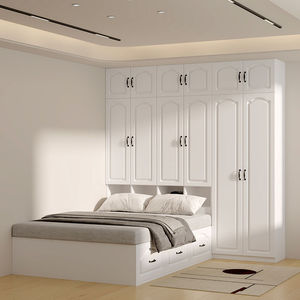 Letto Moderno Tatami Integrato con Armadio Colore Crema, Mobile Salvaspazio in Legno <span class=keywords><strong>per</strong></span> Adulti e <span class=keywords><strong>Bambini</strong></span>, Arredamento <span class=keywords><strong>per</strong></span> Piccoli Appartamenti e Casa - Product Image 4