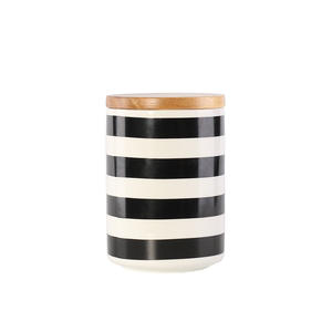 <b>Hot</b> Sale Ceramic Canisters Set Porcelain Seal tank Ceramic Candle Jar with Line Prints - Product Image 4