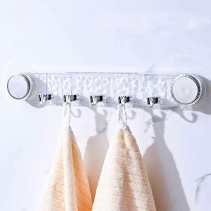 5 <b>Hooks</b> Rotating Suction Cup Punch-Free Strong Load-Bearing Plastic Bathroom Towel Rack <b>Wall</b> Mounted Corrugated Row <b>Hook</b> Single - Product Image 3