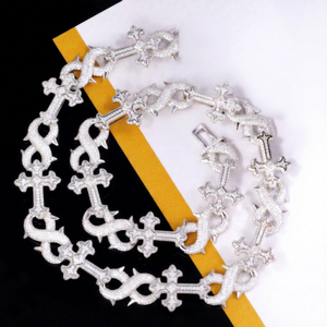 VVS moissanite GRA certificate 925 silver 18K gold plated brilliant cut iced out <b>cross</b> <b>chain</b> hiphop fashion bracelet/necklace - Product Image 1