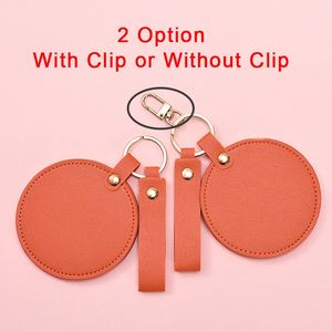Souvenir Gifts Easy to Carry Pocket <b>Mirror</b> with Strap PU Leather Round Shape Women Lady Girls Makeup <b>Mirror</b> - Product Image 3