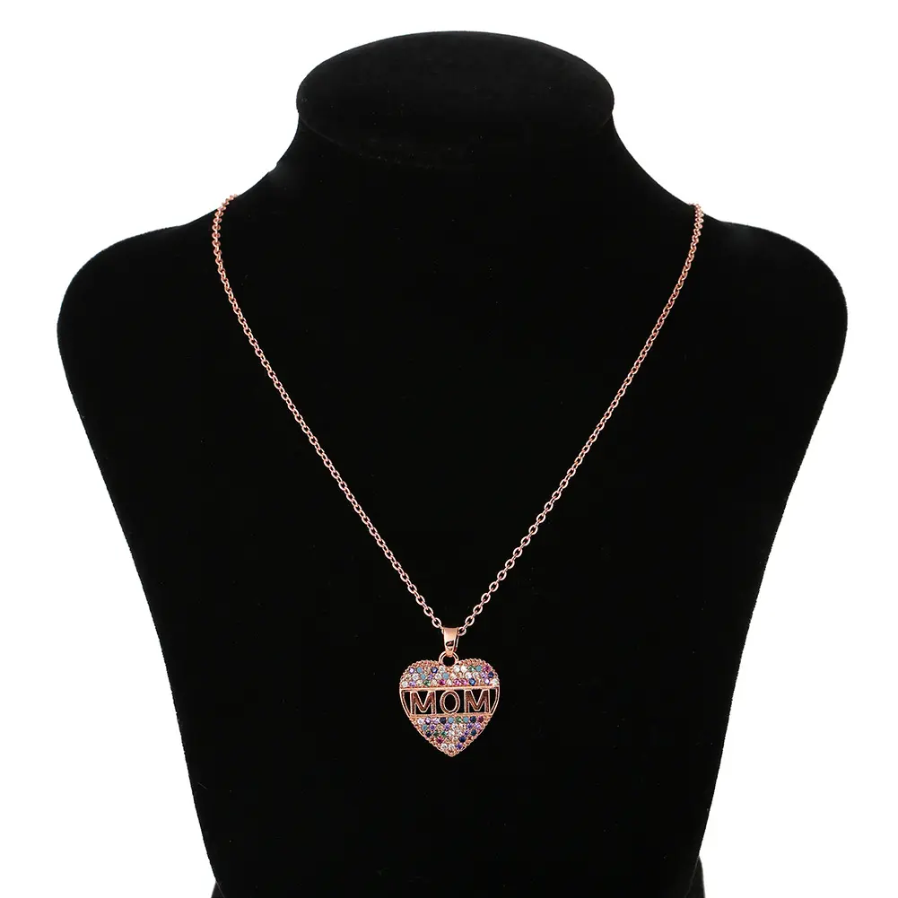 Üreticileri doğrudan satış toptan elmas-encrusted kalp anneler günü için aşk kolyesi anneler günü hediyesi