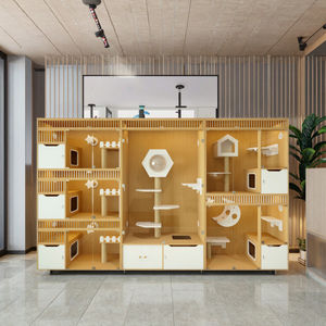 Moderne Luxe Cat Hotel Kooi Effen Patroon Houten Gehard Glazen Deur Knoopsluiting Voor Dierenwinkels En Veterinair Gebruik Binnenshuis - Product Image 4