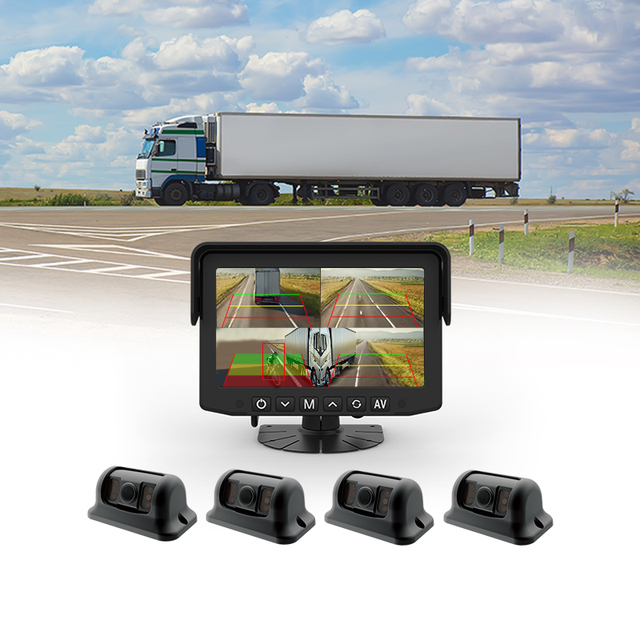 AI BSD 7inch 4 Channel Quad Screen Truck AHD Monitor Backup Reverse Camera System