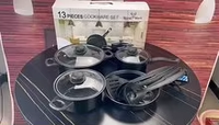Set Peralatan Masak 13 Buah, Panci dan Wajan, Perlengkapan Dapur, Hadiah untuk Teman dan Keluarga