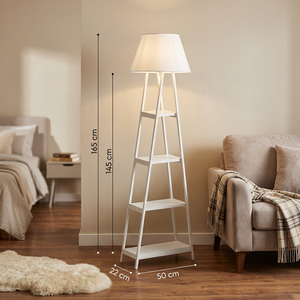 Lámpara de Pie Moderna con Trípode, Marco de Madera y Pantalla Cónica de Papel, Luz LED Blanca Cálida, Tamaño Grande para Decoración de Dormitorio y Hogar - Product Image 4