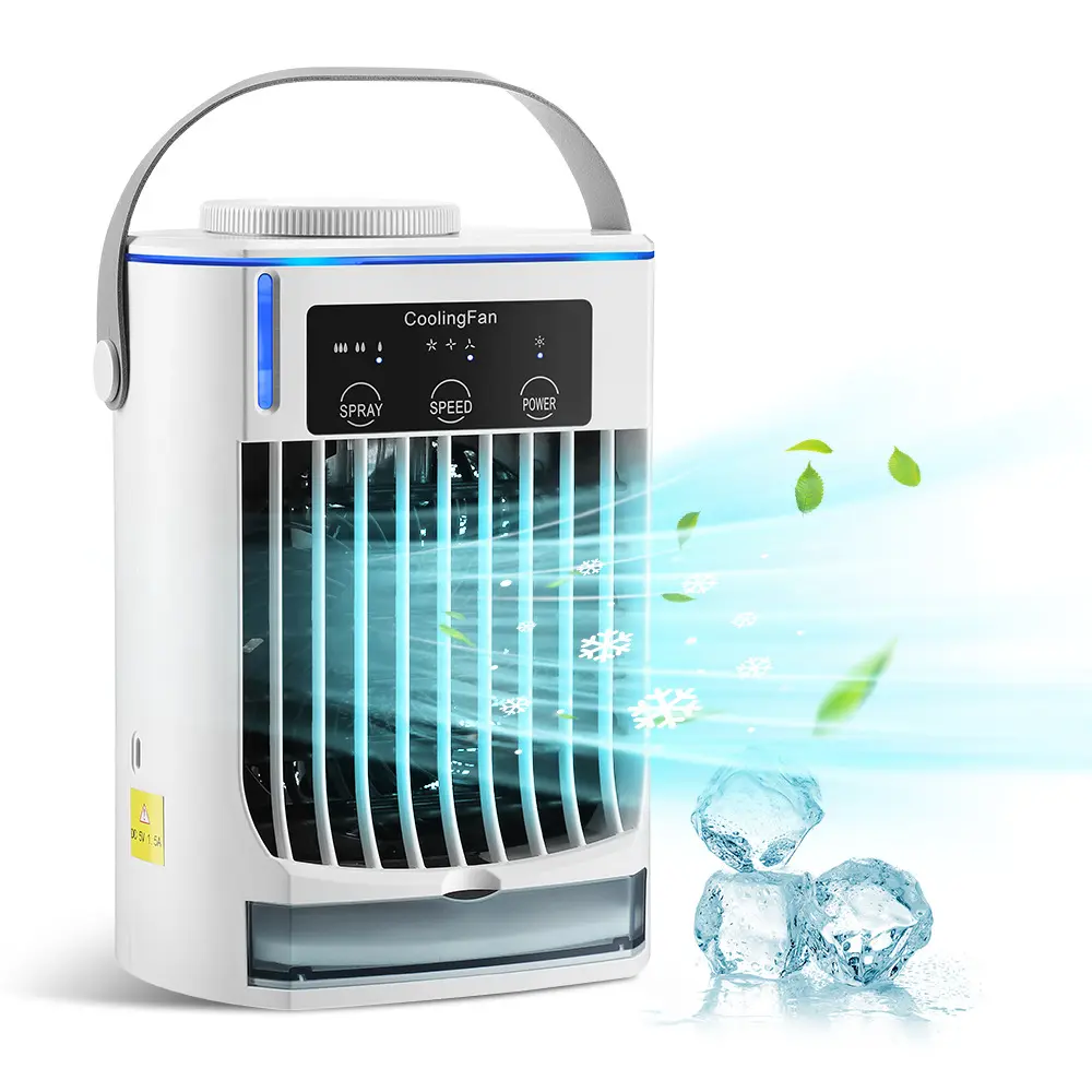 2024 Mini ventilador enfriador de aire portátil eléctrico y acondicionado de refrigeración por agua alimentado por USB Ventilador de aire móvil de oficina