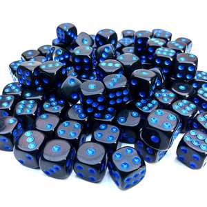Dados de Plástico Negros Personalizados al por Mayor, D6 de 16 mm con Puntos Azules, Accesorios de Juego para Educación y Enseñanza - Product Image 1