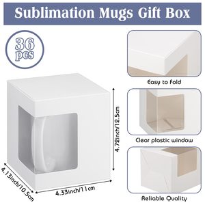 Cajas de Embalaje de Papel Kraft Blanco Hechas a Mano con Ventana de Plástico Transparente para Almacenamiento y Exhibición de Tazas Sublimables - Product Image 2