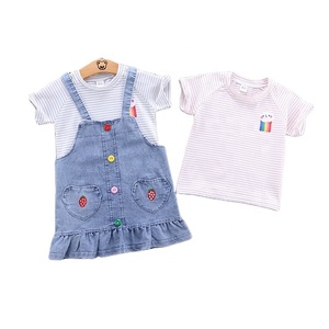 Nuovo Modo di Estate Delle Ragazze Manica Corta T Shirt e Short Del <span class=keywords><strong>Denim</strong></span> del Pannello Esterno Delle Ragazze Che Coprono Gli Insiemi Vestiti Del Bambino - Product Image 1