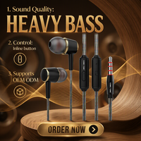 Écouteurs intra-auriculaires de gaming TPE/Silicone à basses profondes, casque filaire sport 3,5 mm pour Honor et téléphone portable