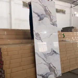 인테리어 장식 대나무 숯 섬유 Wpc 보드 현대 스타일 나무 베니어 홈 장식 패널 PET 대리석 벽 시트
