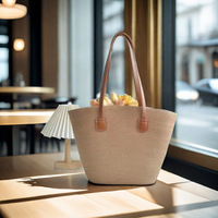 2025 été Style femmes à la main rayure paille tissé sac grande capacité épaule plage en plein air vacances sac