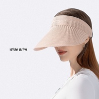 Chapeau Visière en Paille Personnalisé pour Femme, Protection Solaire Estivale, Large Bord Ajustable, Respirant, Élégant, Polyvalent, Rafraîchissant, pour Vacances et Activités de Plein Air