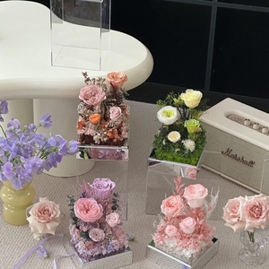 Coffret cadeau Saint Valentin Design romantique Réel naturel immortel pour toujours éternel Séché préservant des <span class=keywords><strong>fleurs</strong></span> fraîches dans une boîte en acrylique - Product Image 6