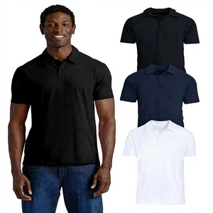 Men's <b>Classic</b> Casual Short Sleeve Solid Cotton Polo Shirt Breathable Woven Oxford Style Regular Fit White Navy Black - Product Image 1
