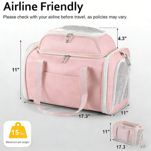 Grand sac de transport pour animaux de compagnie, imperméable, durable, en cuir PU, extensible, pour petits chiens et chats - Product Image 5