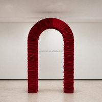 NIKA Arche décorative 3D de 7 pieds avec support et housse en tissu plissé, design personnalisé pour mariages et fêtes d'anniversaire