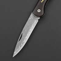 Couteau pliant EDC en acier Damas haute dureté Meiji, couteau de poche avec manche en bois, pour le camping, qualité DIY, personnalisable OEM