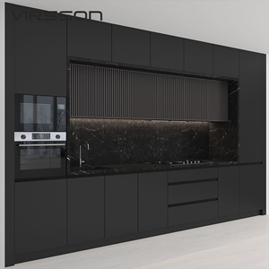 Gabinetes de Cocina Modulares de Diseño Europeo sin Marco, con Acabado Negro Brillante de Alta Gama y Cajones con Cierre Suave - Product Image 2